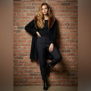 50’s or 60’s Vintage Cashmere Car-Coat with Mink Collar Black